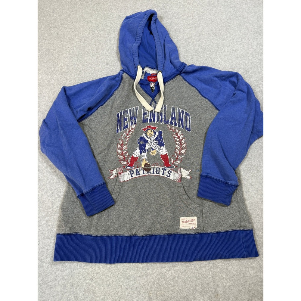 Mitchell & Ness New England Patriots Throwbacks Hoodie Womens 2XL Blue Gray